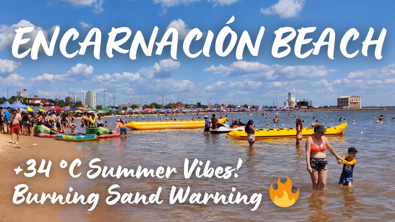 Expat Beach Walk: Encarnación +34 °C Summer | Paraguay Jan 2026 4K