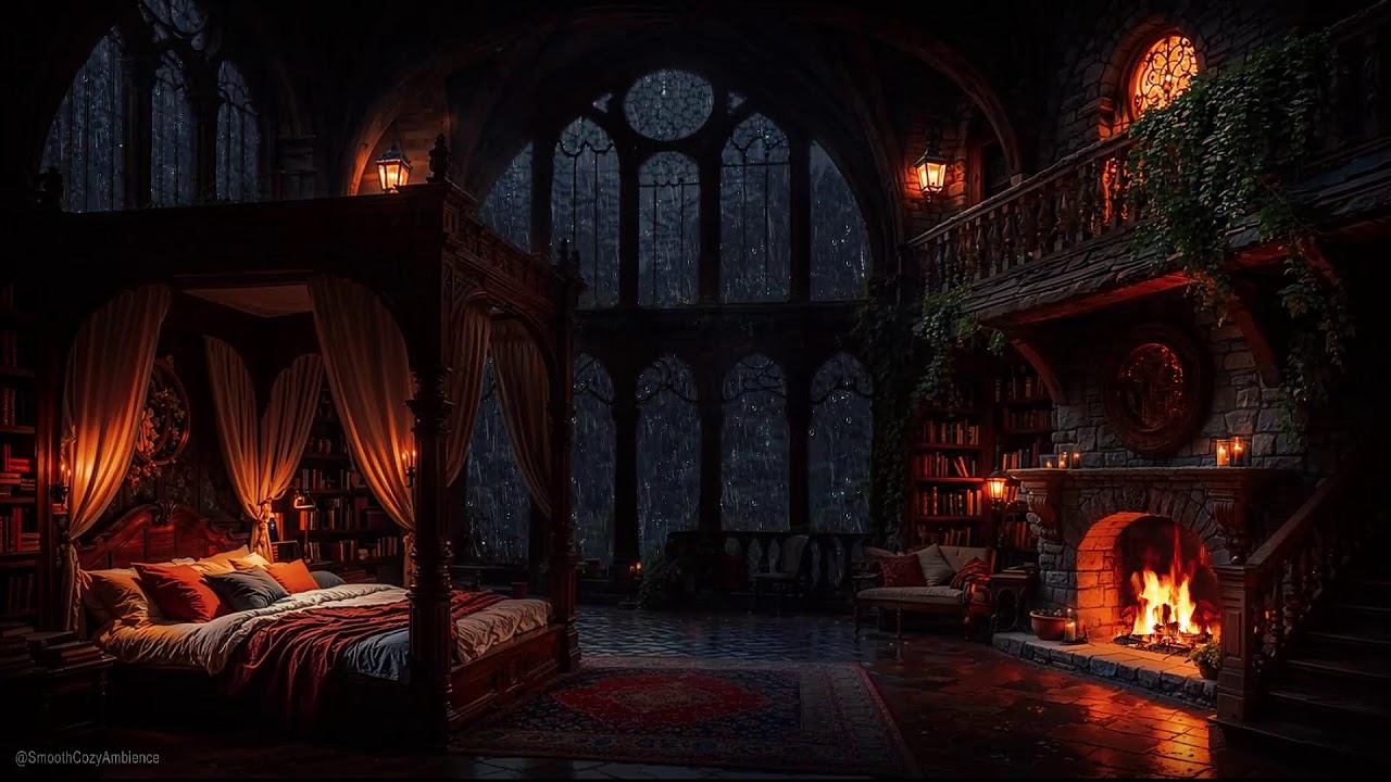This Castle Room Deeply Sleep With Rain & Thunderstrom Sounds