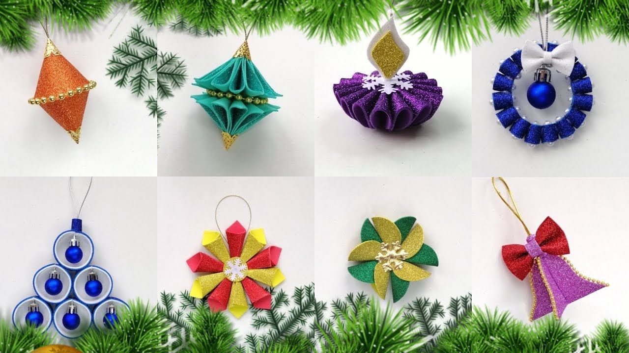 DIY❄️ 8 идей к Новому Году 🎄 Елочные игрушки ☃️ Новогодние поделки ❄️ Новогодние украшения