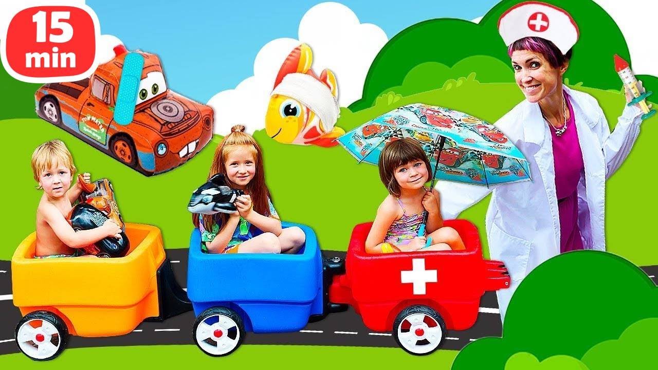 Bianca lleva a sus juguetes al médico y juega a cuidarlos