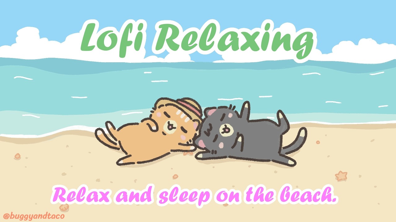 🎧 Buggy & Taco นอนกลิ้งบนพื้นทราย 🏝️ | Lofi Cute Music 1 Hour Relaxing #lofimusic #lofisong