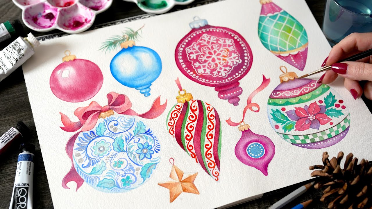 Watercolor Christmas Ornaments 🎄 Every Technique You'll Ever Need