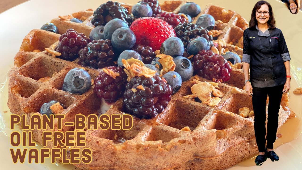 Plant Based Oil Free Almond Walnut Waffles