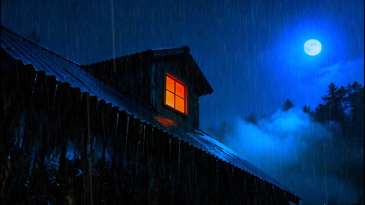 Heavy Rain and Thunderstorm 🌩️ Cozy Cabin for Deep Sleep