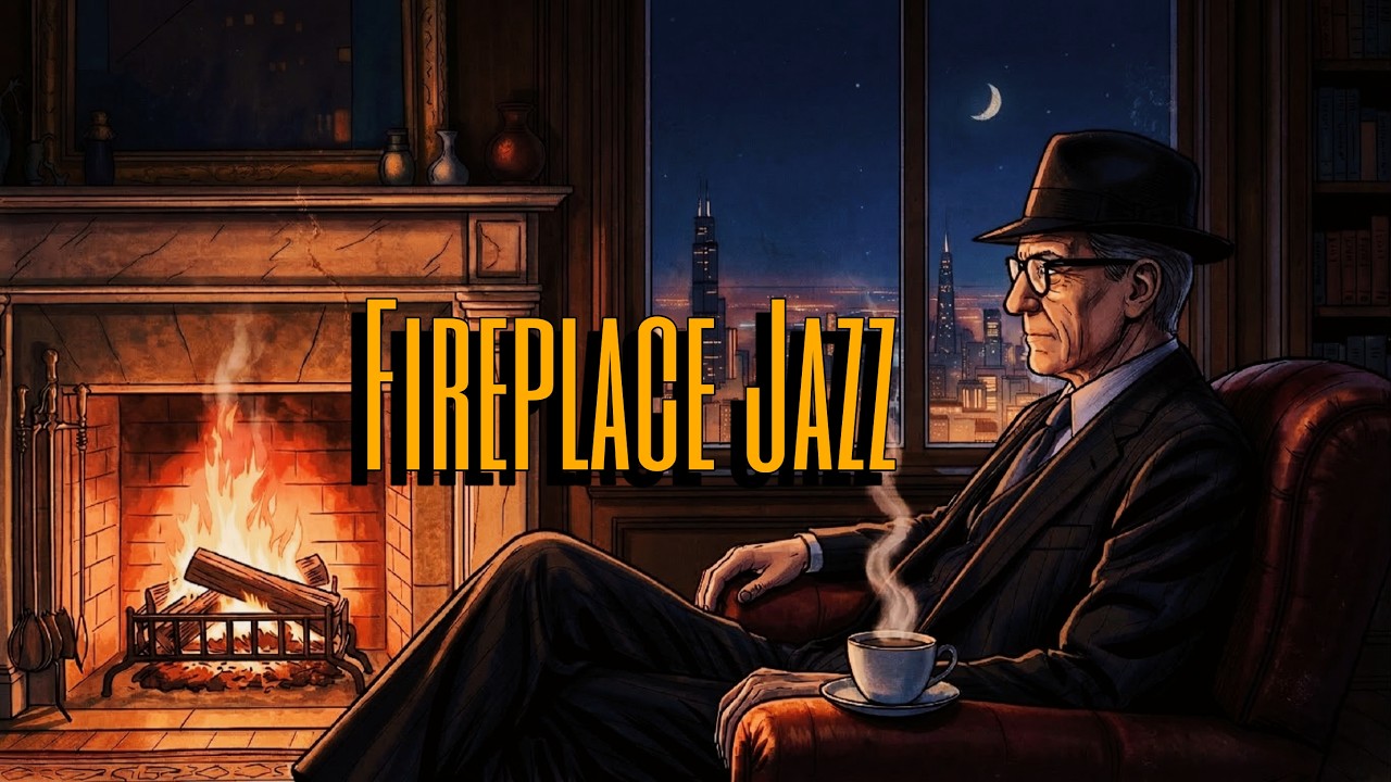 Midnight Jazz Noir Fireplace 🔥 Smooth Lounge Jazz and Cozy Fire Ambience for Relaxing Night & Coffee