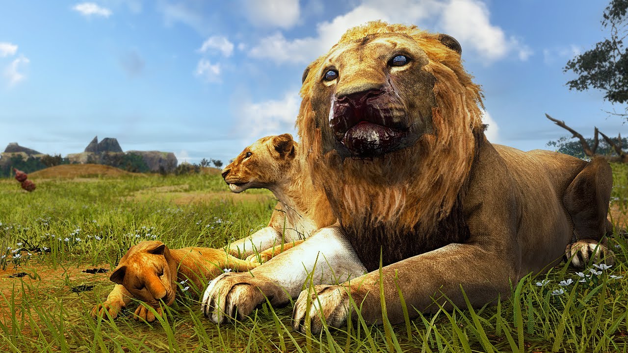 Leão - Família de Leões, Primeira Caçada de um Bebê na Savana, Expulso do Bando- Animalia Survival 🦁
