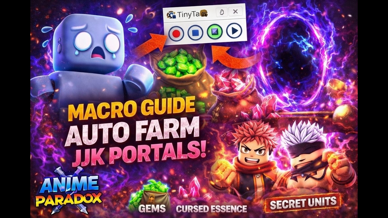 👉 How To AFK Farm JJK Portals With TinyTask! (Anime Paradox Macro Guide)