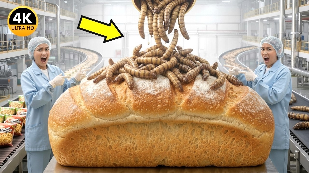 Inside The Factory: How Millions of Mealworms Are Crushed to Make Various Breads #Factoryprocess