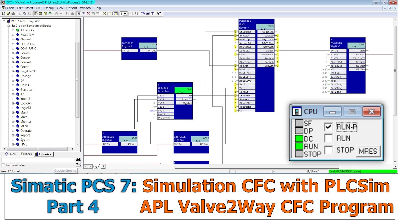 Simatic PCS 7 Часть 4: Программа моделирования CFC с PLCSim - Программа APL Valve2Way CFC