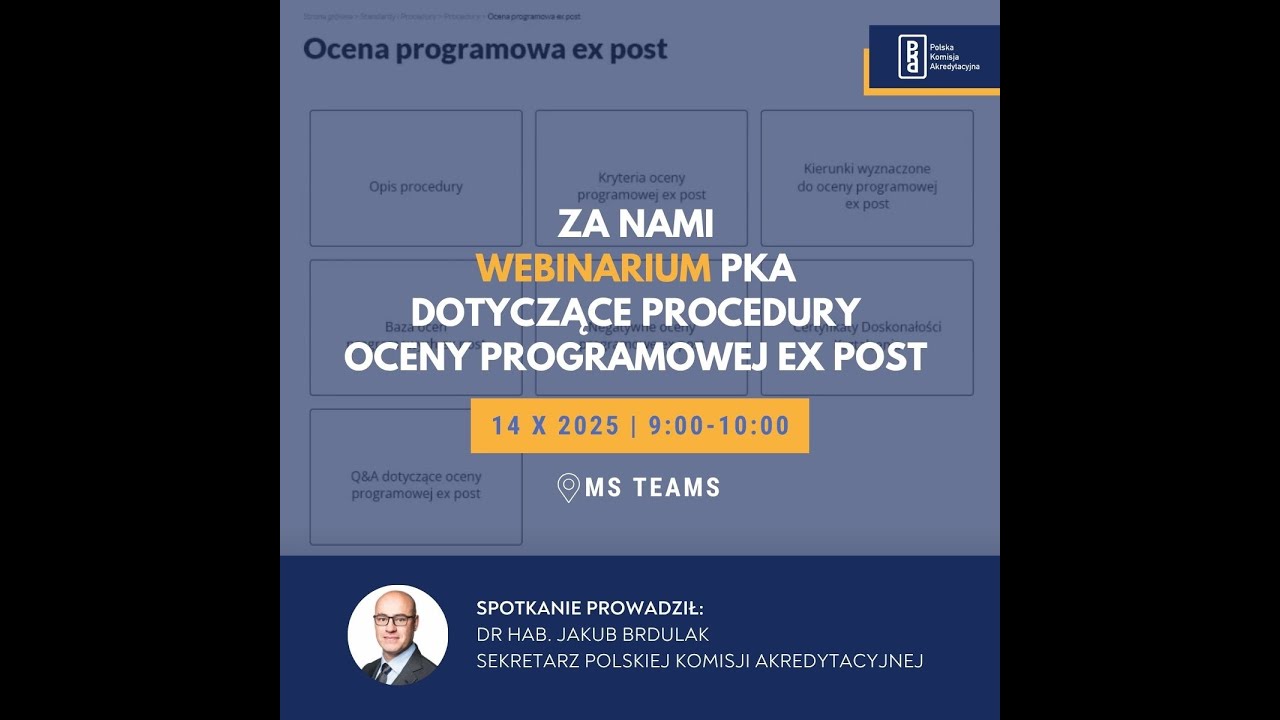 Webinarium PKA dla Uczelni zrealizowane w dniu 14 października 2025 r.