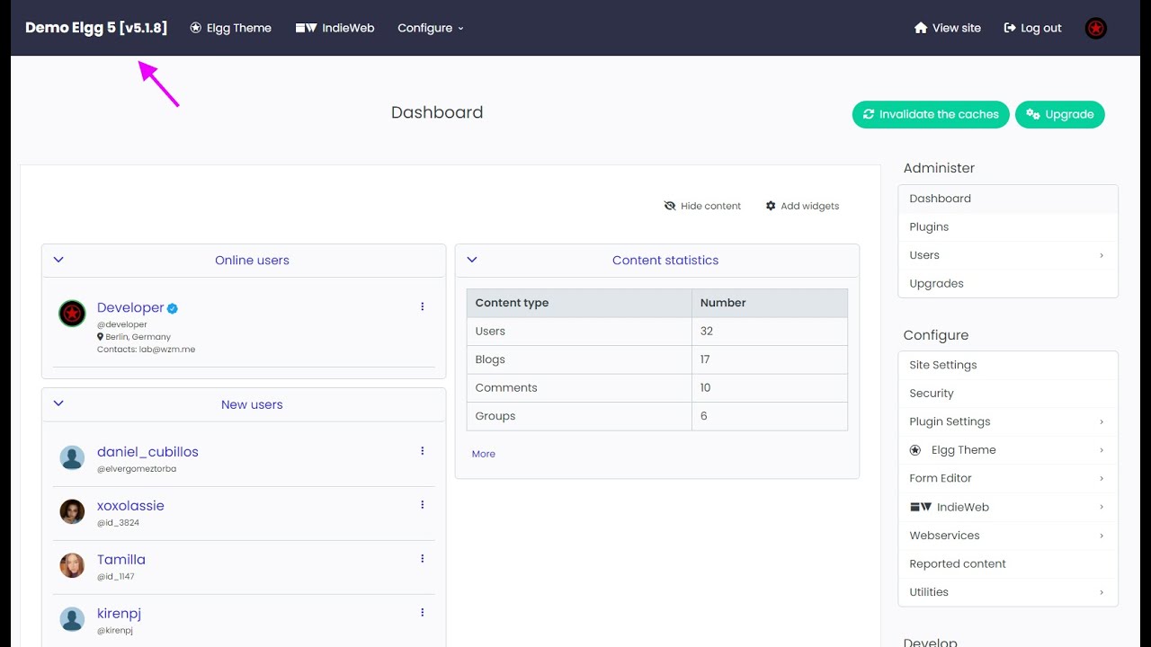 How to toggle admin menu in Elgg Theme 5