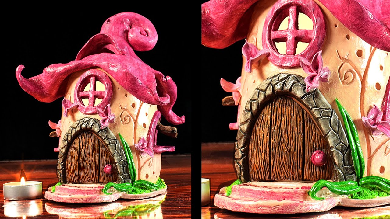 DIY Fairy Mushroom House 🍄 Paper Clay Art Projects