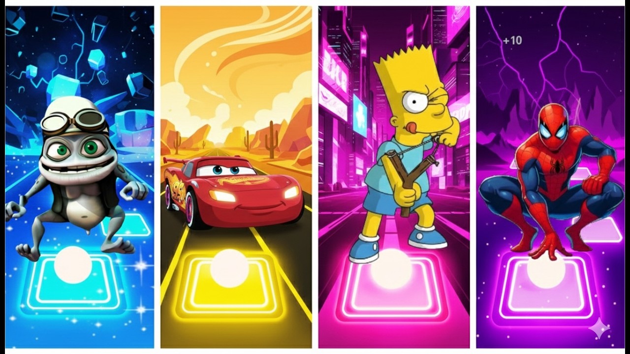 THIS FOR A TIME FRAME CREAZY FROG🆚MAKVIN🆚SIMSON🆚SPIDERMAN TILES HOP EDM RUSH #subscribe #tileshop 