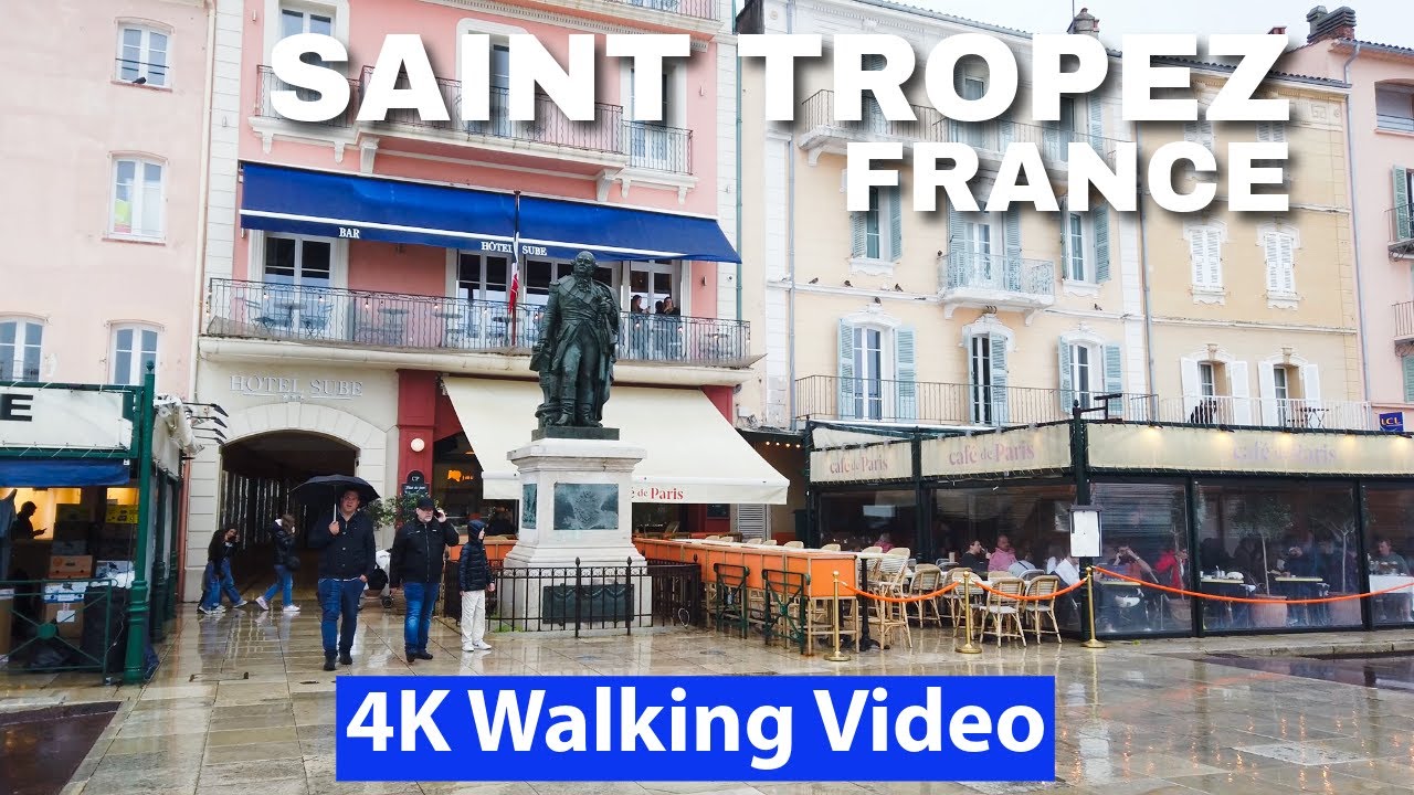 Saint Tropez 4K Walking in Rainy Day