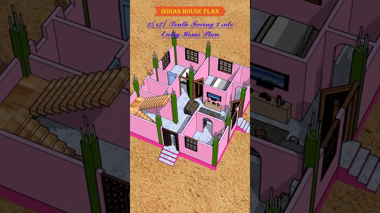 A Detail 3D Floor Plan with Furniture Placement 