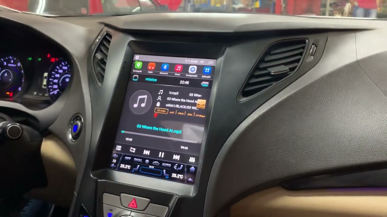 Central Multimidia Android 10 Polegadas estilo TESLA HYUNDAI AZERA 2012-2015 Carplay e Adroid Auto
