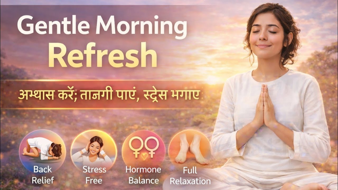 Day- 23 | Gentle Morning Yoga Flow🌸 | Easy Stretch, Stress Relief & Deep Breathing | Full Body Relax