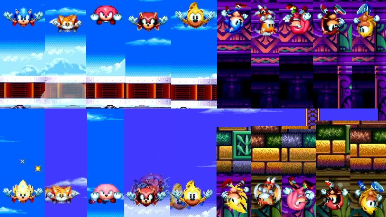 Sonic Mania Plus - All Characters + Super Forms Skydiving Animations