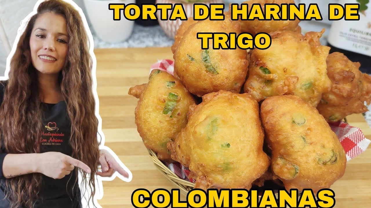 Cómo preparar TORTAS /MASITAS/ TORREJAS de harina de trigo SALADAS CON CEBOLLA LARGA  COLOMBIANAS