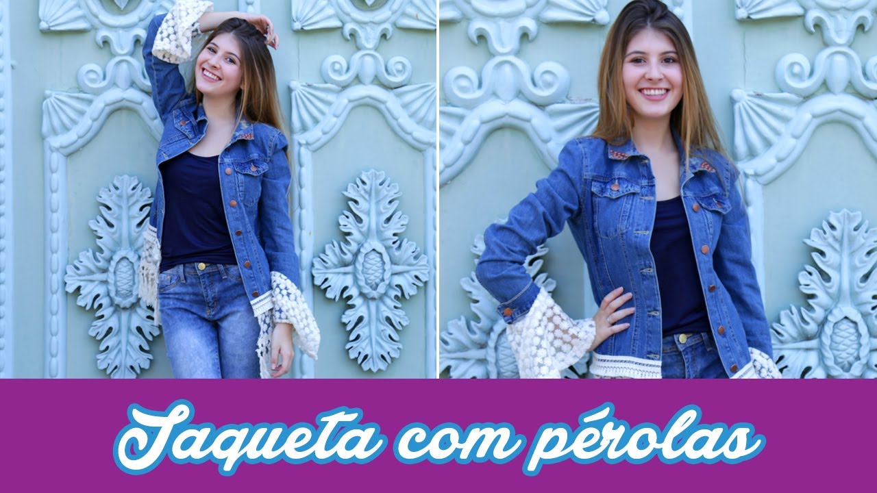 D.I.Y. - Jaqueta Jeans com Pérolas Tingidas