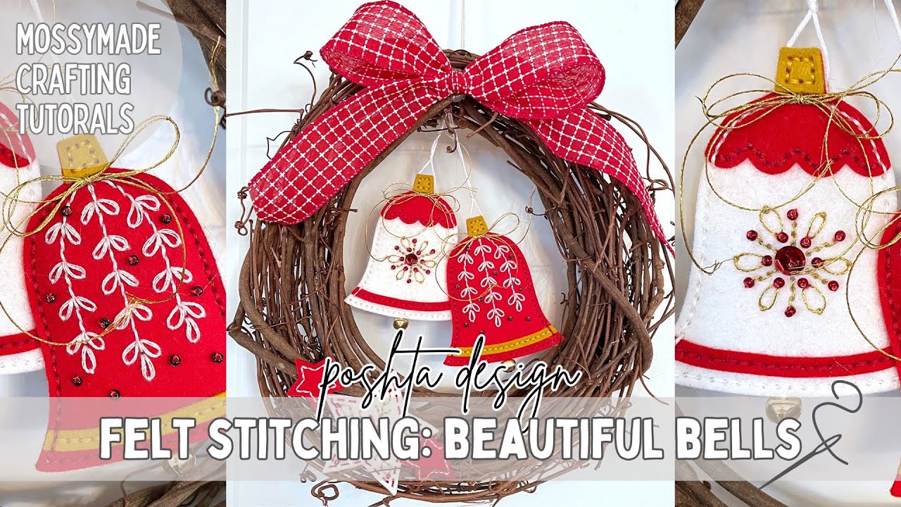 Stitching: Homespun Holidays: Beautiful Bells Kit Wreath Project  - FLOSSTUBE EXTRA - Felt Stitching