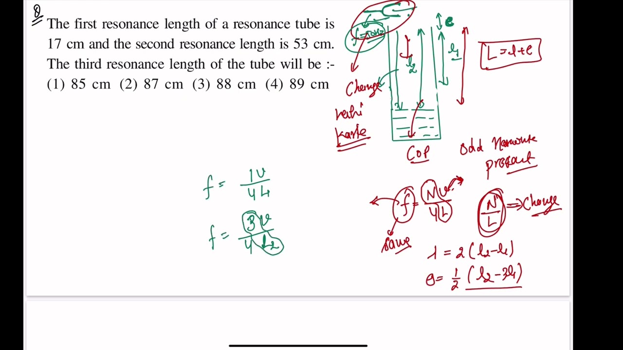 Problem || Resonance Tube || Wave Motion || #jeephysics #neetphysics 