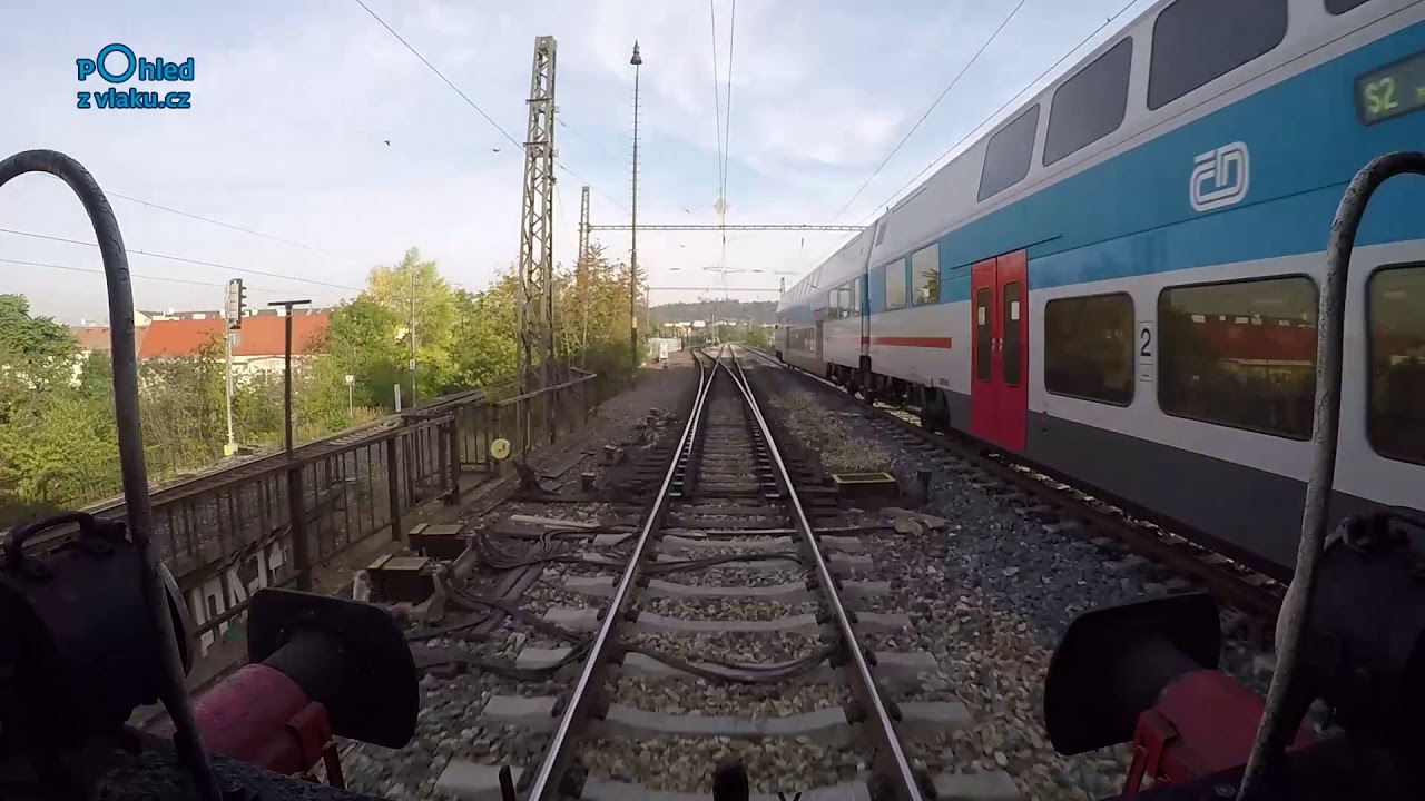 Praha hl.n. - Kladno (přes Kralupy nad Vltavou) / POHLED NA TRAŤ Z ČELA SOUPRAVY/ HD KVALITA