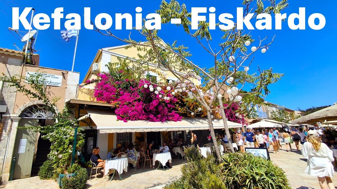 Kefalonia - Fiskardo / 4k walking tour / Village center, promenade, beaches