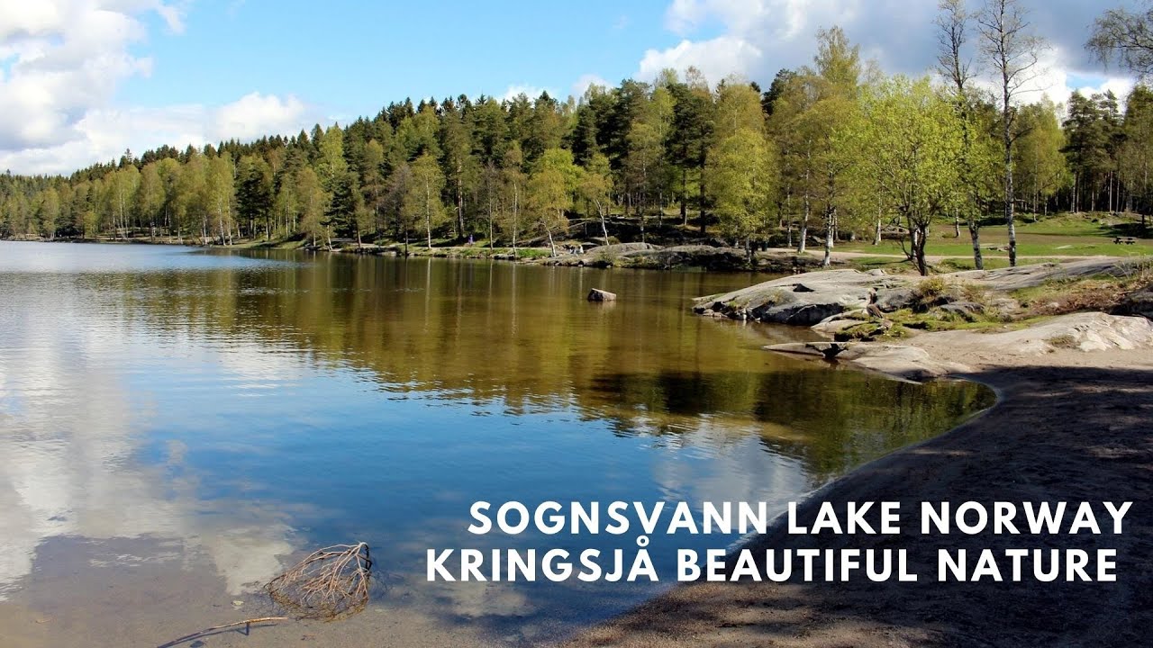 Beautiful Lake of Norway Sognsvann Lake Kringsjå student village, Oslo, Norway. Beautiful Norway