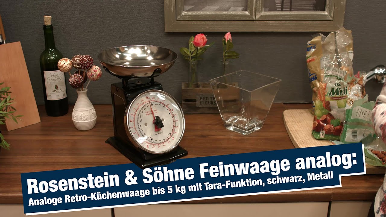 Rosenstein & S&ouml;hne Feinwaage analog: Analoge Retro-K&uuml;chenwaage bis 5 kg mit Tara-Funktion