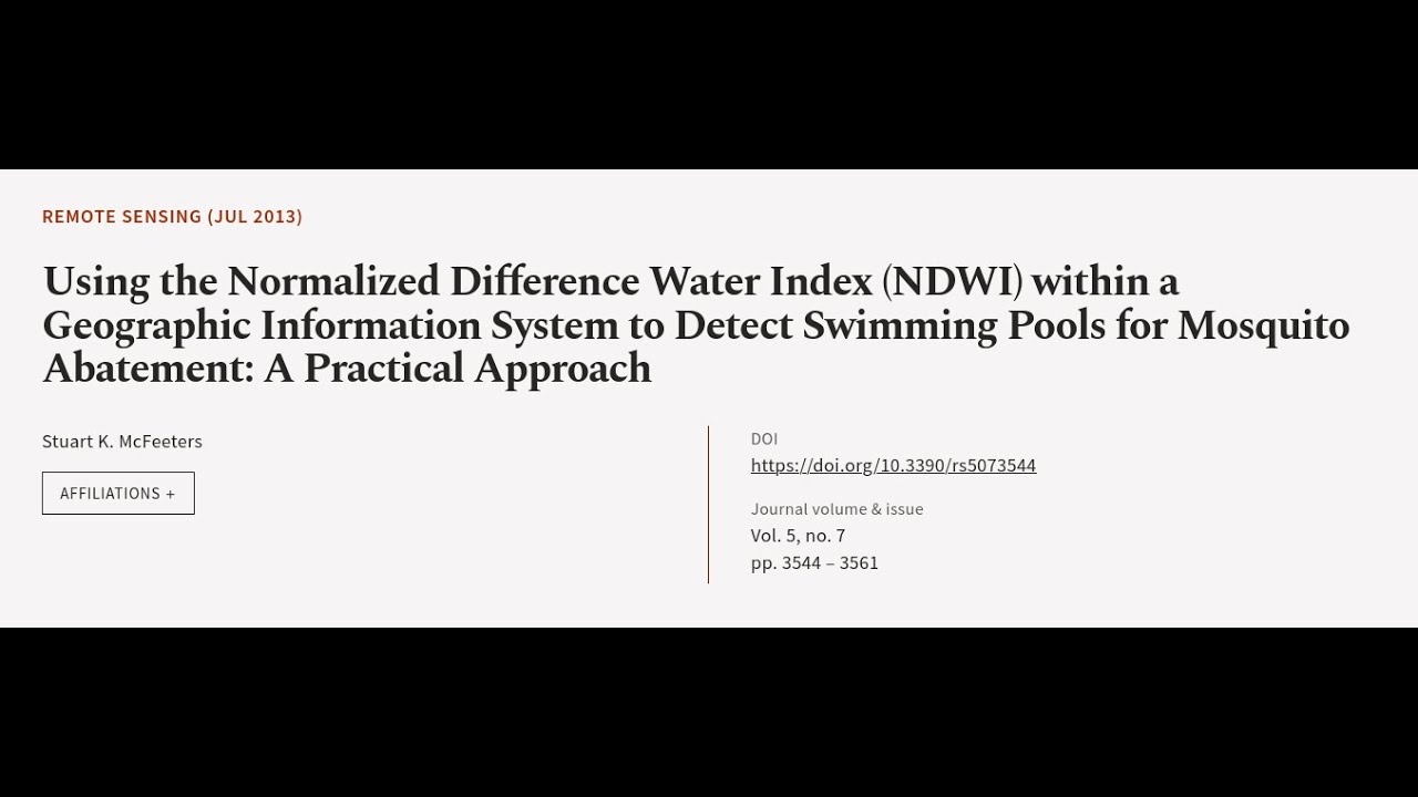 Using the Normalized Difference Water Index (NDWI) within a Geographic Information Sy... | RTCL.TV
