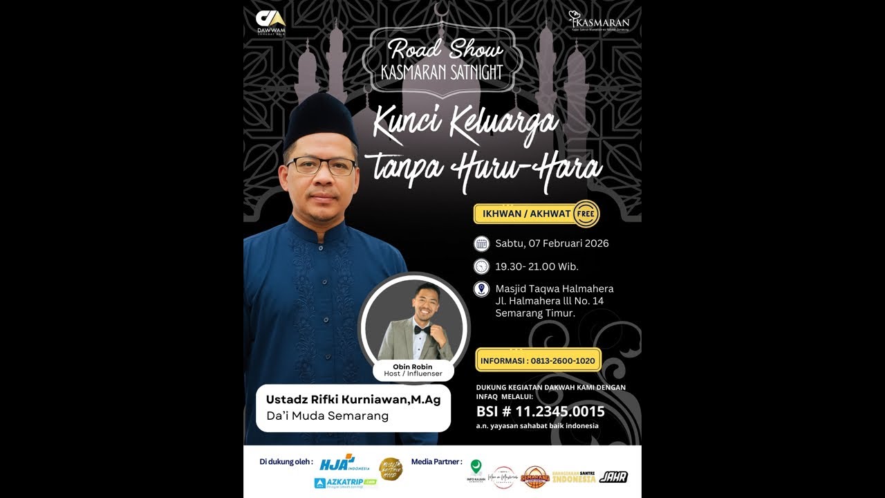 Kunci Keluarga Tanpa Huru Hara - Kajian KASMARAN Ust Rifki Kurniawan