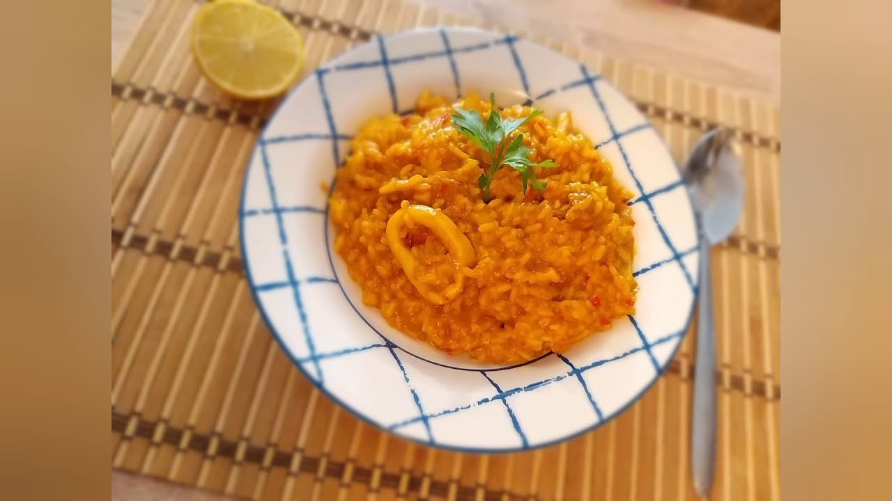 Arroz meloso de gambas y calamares. Con mambo cecotec.