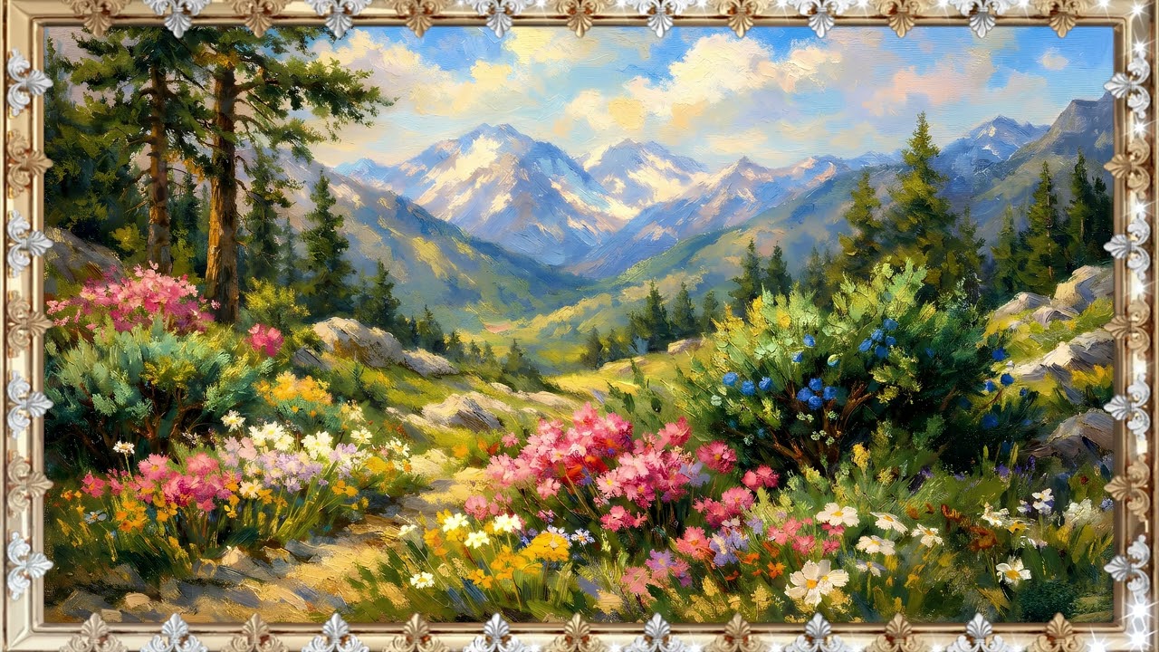Mountain Awakening: 4K Spring Landscape with Soft Golden Glow | Art for Your Screen 🌿🏔️