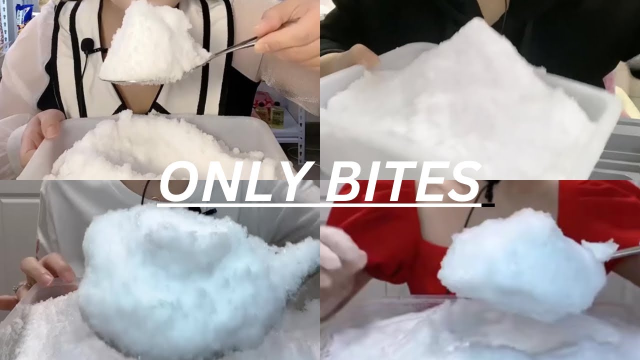 ONLY BITES ICE ASMR MUKBANG / WHITE FROST EATING / SQUEAKY BITES / YY ICE EATING ASMR