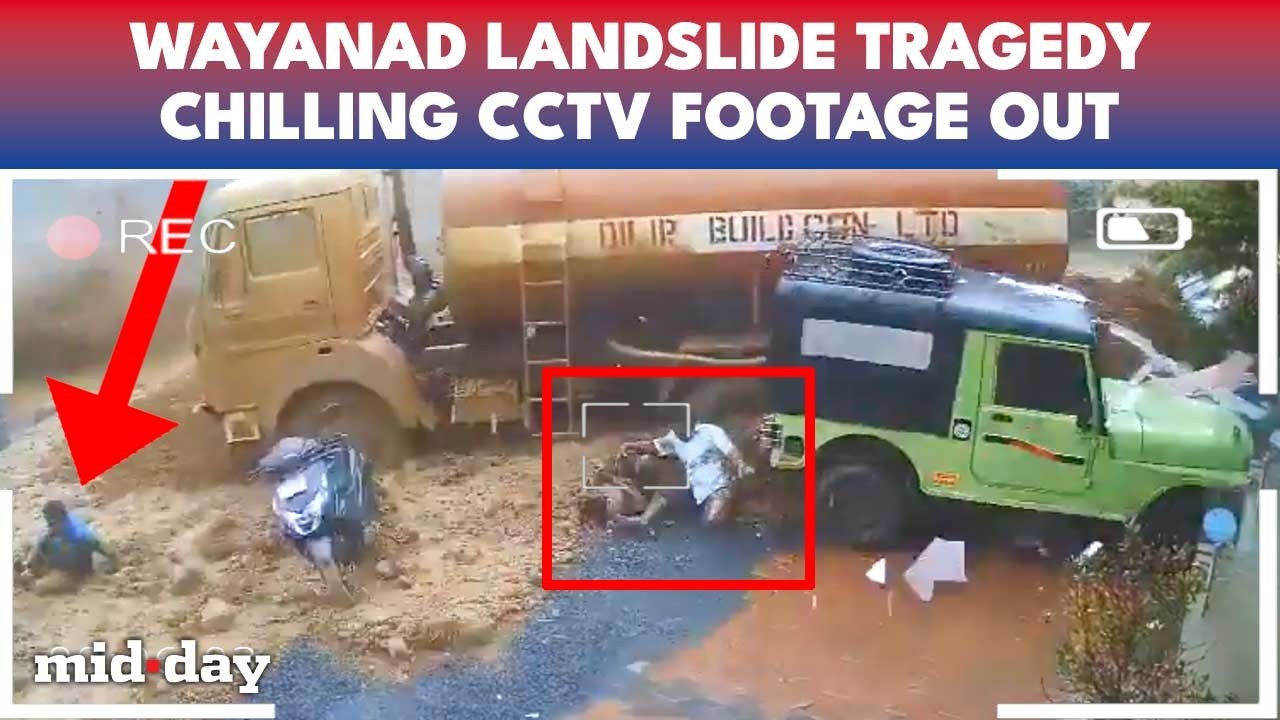 Ужас оползня в Керале на видео: ГИГАНТСКАЯ волна грязи ПОГЛОЩАЕТ бензовоз, рабочие в панике бегут...
