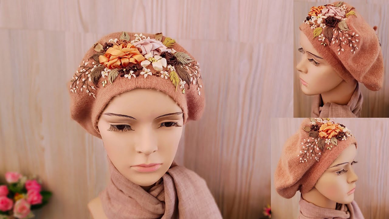 Flowers Embroidered Beret - How To Embroider a Beret - Product To Sell - Gift Idea