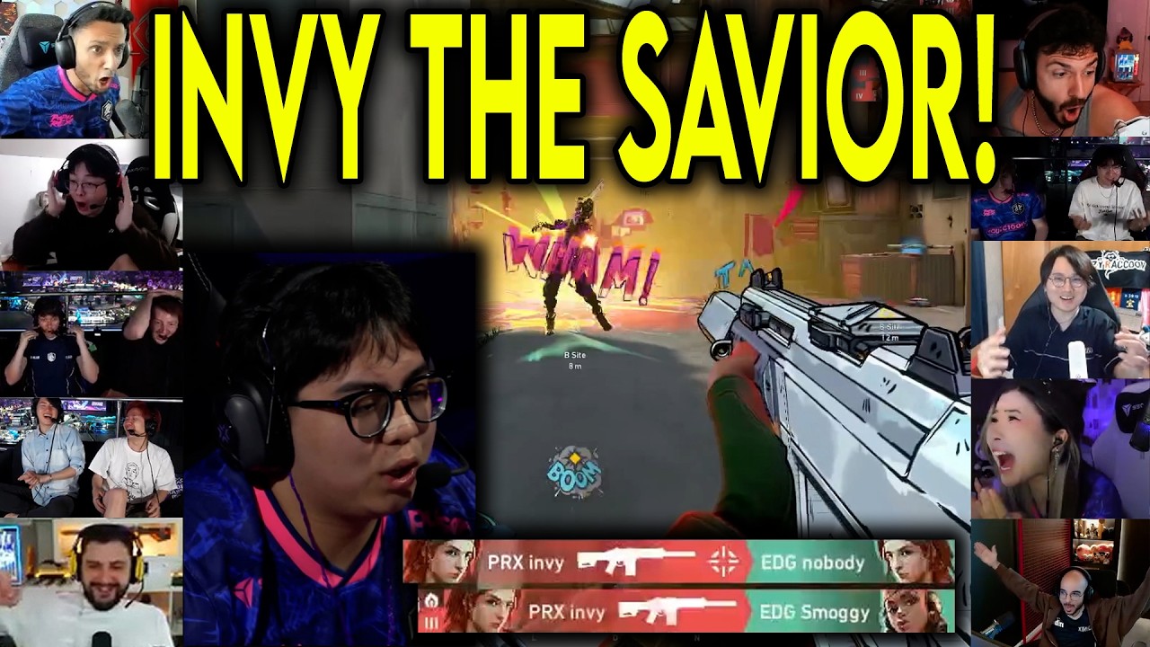 Valorant Streamers React To PRX Invy UNREAL 1v2 CLUTCH Against EDG In Masters London