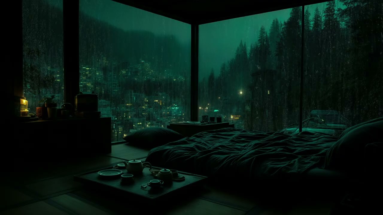 Rain in the Rainforest Outside the Window | Rain & Thunder Sounds for Meditation and Relaxation