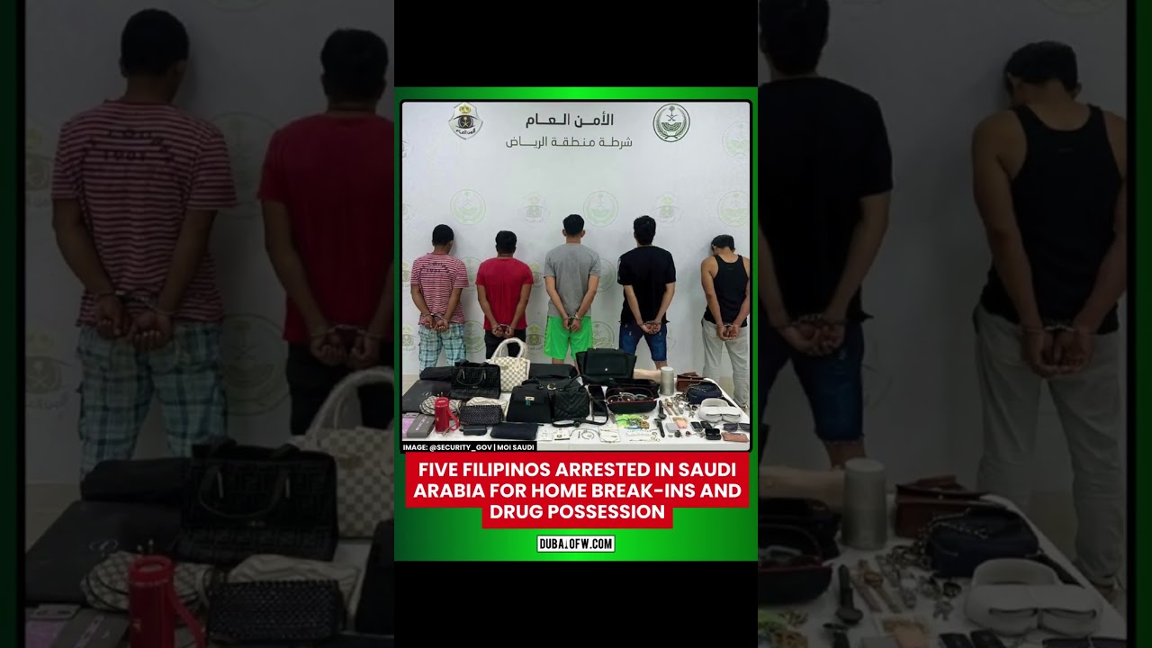 5 Pinoys in Saudi Arrested for Allegedly Stealing from Homes and Possession of Drugs