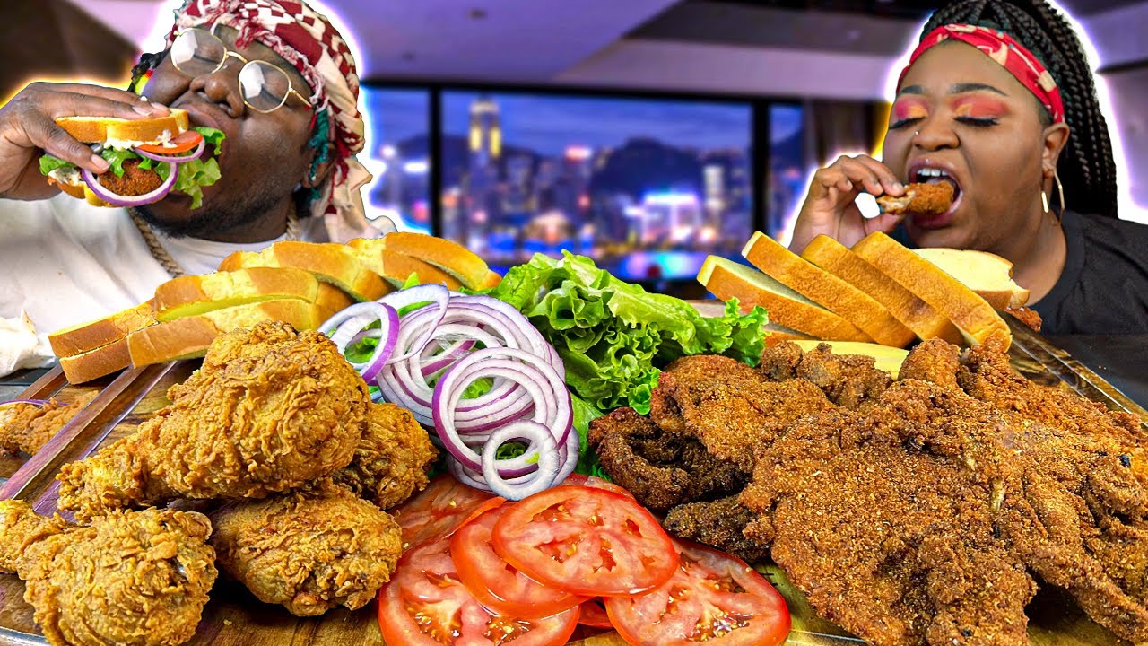 COUNTRY FRIED PORK CHOP SANDWICHES AND CHICKEN LEGS!!! | HASHTAG THE CANNONS | MUKBANG EATING SHOW
