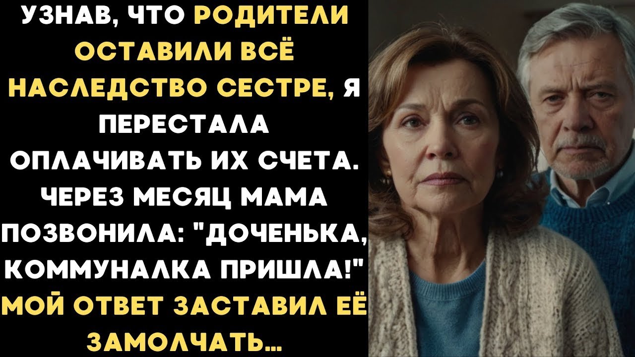 Родители оставили всё наследство сестре и я перестала им помогать. Через месяц мама позвонила, но я