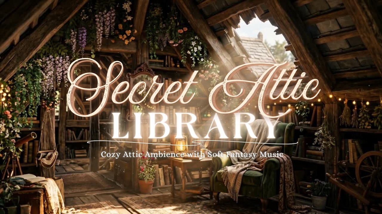 Secret Attic Library 📚 Cozy Fantasy Ambience & Soft Music for Reading, Sleep & Study