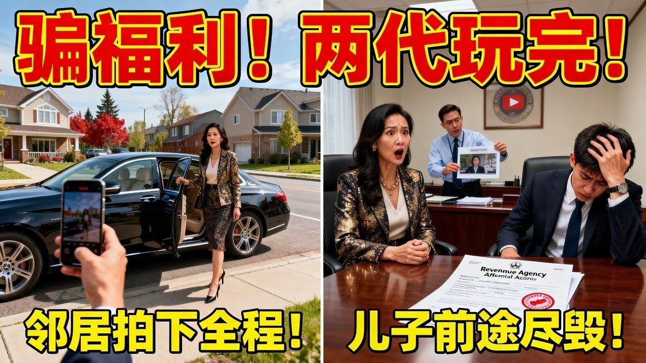 多伦多“奔驰富婆”骗福利被邻居拍下全程，税务局介入后，连带儿子一起被毁掉人生！