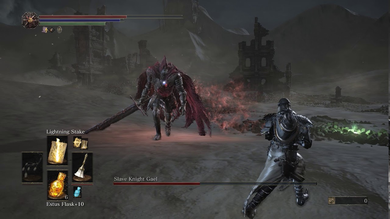 Dark Souls 3 - Slave Knight Gael Boss Fight (using Lightning Stake)