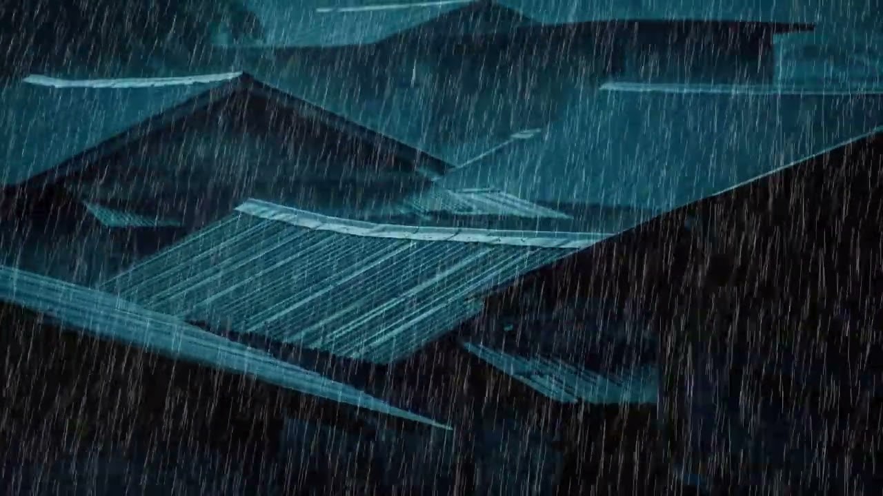 No Ads Rain Sounds for Sleeping – Massive Night Rain on Tin Roof ASMR to Quiet Thoughts