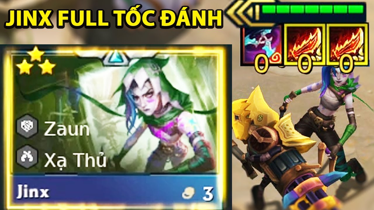 SIÊU PHẨM JINX 3 SAO FULL TỐC ĐÁNH VỚI COMBO TRANG BỊ CỰC PHẨM BẮN NÁT TAN ĐỘI HÌNH ĐỐI THỦ .