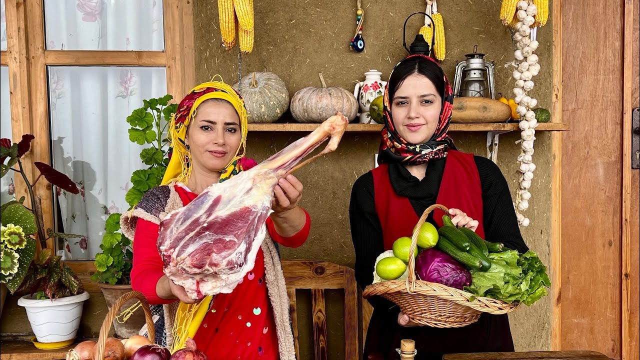 IRAN Rural Life in Rainy Mountain Village | Cooking Lamb Stew and Rice