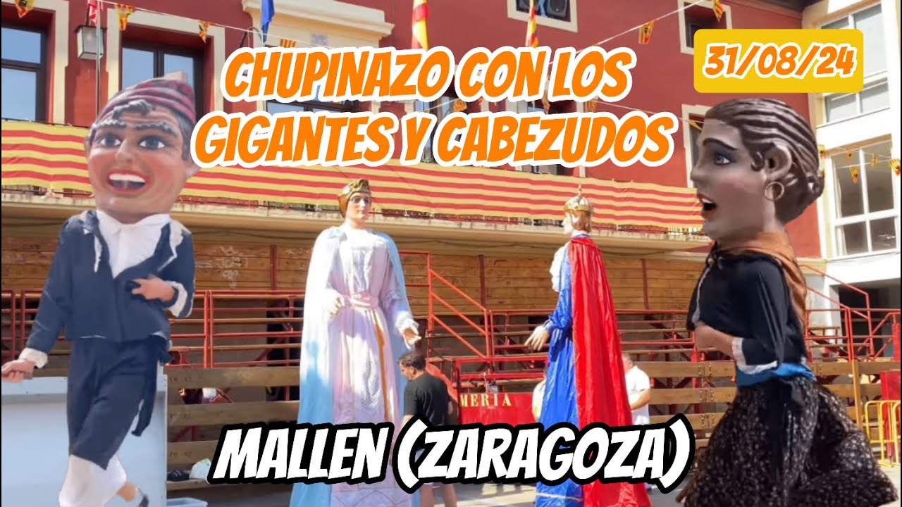 CHUPINAZO con los Gigantes y Cabezudos de Mallen (Aragón) -HD-  31/08/2024