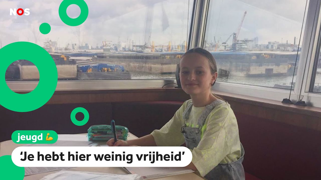 Schipperskinderen Daan en Alysia krijgen les aan boord